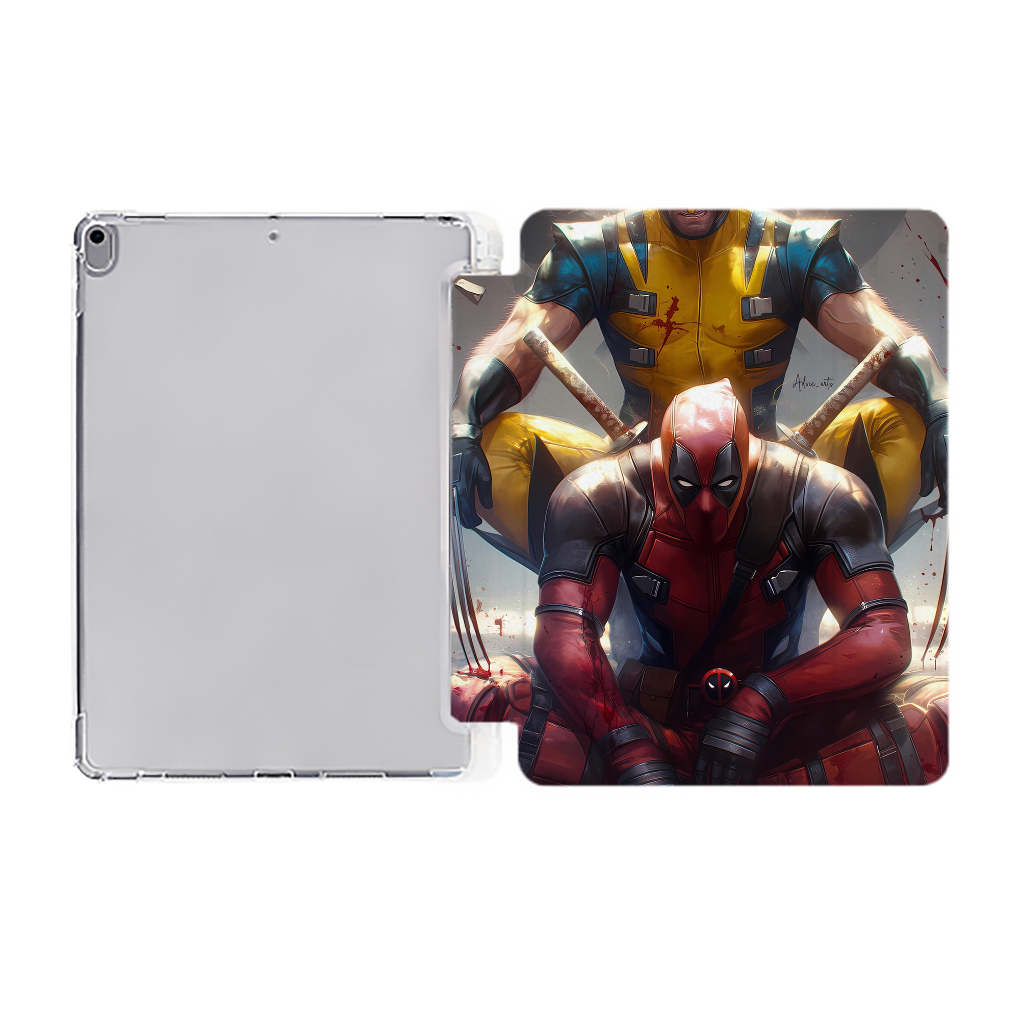 （画像用） Deadpool デッドプール IPad ケース ペン収納付き 三つ折りスタンド PUレザー×シリコン 対応機種9.5/10.5/10.9インチ